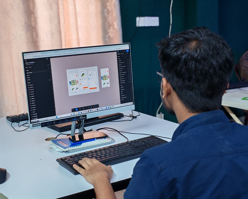 A designer working on an interface.